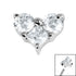Titanium Claw Set CZ Trio Jewelled Heart for Internal Thread shafts in 1.2mm