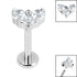 Titanium Internally Threaded Labrets 1.2mm - Titanium Claw Set CZ Trio Jewelled Heart