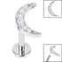 Titanium Internally Threaded Labrets 1.2mm - Titanium Jewelled Crescent Moon