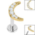 Titanium Internally Threaded Labrets 1.2mm - Titanium Jewelled Crescent Moon