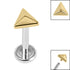 Titanium Internally Threaded Labrets 1.2mm - Titanium Pyramid Triangle