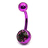 Titanium Single Jewelled Belly Bars 10mm Anodised