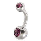 Titanium Baby Double Jewelled Belly Bar