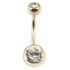 Zircon Titanium Double Jewelled Belly Bars (Gold colour)