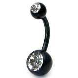 Black Titanium Double Jewelled Belly Bars