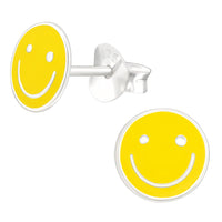 Sterling Silver Smiley Face Ear Stud Earrings ES143