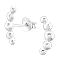 Sterling Silver 5 Ball Crescent Ear Stud Earrings ES146