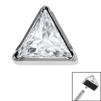 Titanium Bezel Set Jewelled Triangle for Internal Thread shafts in 1.2mm