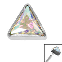 Titanium Bezel Set Jewelled Triangle for Internal Thread shafts in 1.2mm