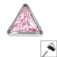 Titanium Bezel Set Jewelled Triangle for Internal Thread shafts in 1.2mm