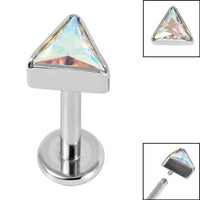 Titanium Internally Threaded Labrets 1.2mm - Titanium Bezel Set Jewelled Triangle
