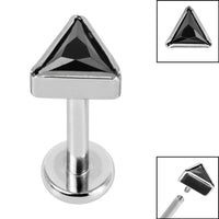 Titanium Internally Threaded Labrets 1.2mm - Titanium Bezel Set Jewelled Triangle