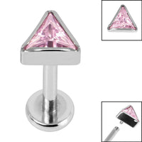 Titanium Internally Threaded Labrets 1.2mm - Titanium Bezel Set Jewelled Triangle