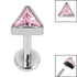 Titanium Internally Threaded Labrets 1.2mm - Titanium Bezel Set Jewelled Triangle