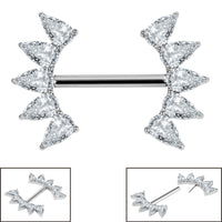 Titanium Threadless Pear Crescent Jewelled Nipple Bar