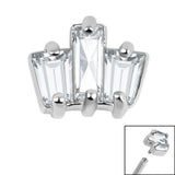Steel Claw Set CZ 3 Jewelled Baguette Fan for Internal Thread shafts in 1.2mm