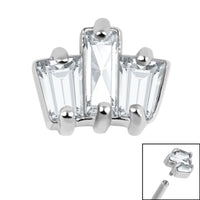 Steel Claw Set CZ 3 Jewelled Baguette Fan for Internal Thread shafts in 1.2mm