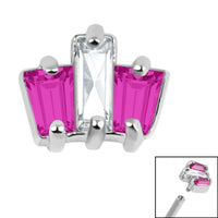 Steel Claw Set CZ 3 Jewelled Baguette Fan for Internal Thread shafts in 1.2mm
