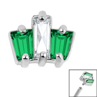 Steel Claw Set CZ 3 Jewelled Baguette Fan for Internal Thread shafts in 1.2mm