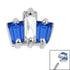 Steel Claw Set CZ 3 Jewelled Baguette Fan for Internal Thread shafts in 1.2mm