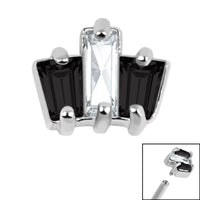Steel Claw Set CZ 3 Jewelled Baguette Fan for Internal Thread shafts in 1.2mm