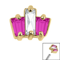 Steel Claw Set CZ 3 Jewelled Baguette Fan for Internal Thread shafts in 1.2mm