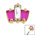 Steel Claw Set CZ 3 Jewelled Baguette Fan for Internal Thread shafts in 1.2mm
