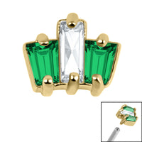 Steel Claw Set CZ 3 Jewelled Baguette Fan for Internal Thread shafts in 1.2mm