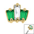 Steel Claw Set CZ 3 Jewelled Baguette Fan for Internal Thread shafts in 1.2mm