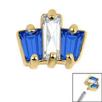 Steel Claw Set CZ 3 Jewelled Baguette Fan for Internal Thread shafts in 1.2mm