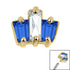 Steel Claw Set CZ 3 Jewelled Baguette Fan for Internal Thread shafts in 1.2mm