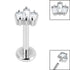 Titanium Internally Threaded Labrets 1.2mm - Steel Claw Set CZ 3 Jewelled Baguette Fan
