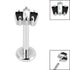 Titanium Internally Threaded Labrets 1.2mm - Steel Claw Set CZ 3 Jewelled Baguette Fan