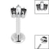 Titanium Internally Threaded Labrets 1.2mm - Steel Claw Set CZ 3 Jewelled Baguette Fan