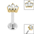 Titanium Internally Threaded Labrets 1.2mm - Gold Steel Claw Set CZ 3 Jewelled Baguette Fan