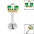 Titanium Internally Threaded Labrets 1.2mm - Gold Steel Claw Set CZ 3 Jewelled Baguette Fan