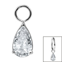 Titanium Charm - Claw Set Jewelled Pear Drop