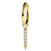 Titanium Hinged Clicker Ring with Titanium 5 Jewelled Bar Charm
