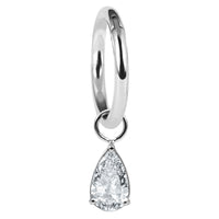 Titanium Hinged Clicker Ring with Titanium Jewelled Pear Drop Charm