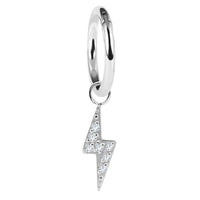 Titanium Hinged Clicker Ring with Titanium Jewelled Lightning Bolt Charm