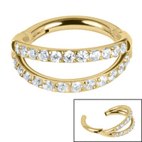 Titanium Double Jewelled Band Hinged Clicker Ring