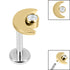Titanium Internally Threaded Labrets 1.2mm - Titanium Crescent Moon and Jewel