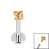 Titanium Internally Threaded Labrets 1.2mm - Gold Titanium Claw Set Round CZ Jewel