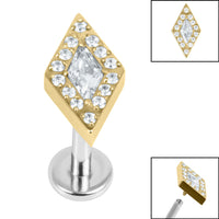 Titanium Internally Threaded Labrets 1.2mm - Titanium Jewelled Diamond Shaped Halo
