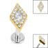 Titanium Internally Threaded Labrets 1.2mm - Titanium Jewelled Diamond Shaped Halo