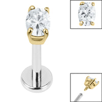 Titanium Internally Threaded Labrets 1.2mm - Steel Claw Set Jewelled Oval