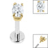 Titanium Internally Threaded Labrets 1.2mm - Steel Claw Set Jewelled Oval