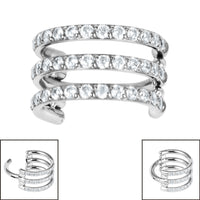 Titanium Pave Set Jewelled Triple Band Hinged Clicker Ring