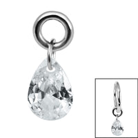 Titanium Charm - Floating Teardrop Gem