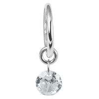 Titanium Hinged Clicker Ring with Titanium Floating Round Gem Charm